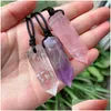 Collane con ciondolo Big Pendum Pietra naturale Amet Collana di cristallo di quarzo rosa Healing Ametista Fluorite Lapis Ossidiana Corda C Dhgarden Dhlcr