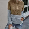 Women's Hoodies & Sweatshirts Fleece Warm Patchwork Zipper Front Pocket Autumn Sweatshirt 2023 Winter Long Sleeve Casual Pullove