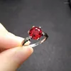 Clusterringen Imitatie Ruby Ring Temperament Red Garnet Zes-T-Diamant Crystal Mother's Day Gift