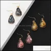 Dangle Lustre Designer Colof Résine À La Main Druzy Boucles D'oreilles En Pierre Naturelle Pour Femmes Plaqué Or Goutte D'eau Forme Oreille De Mariage Je Otxve