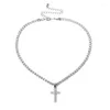 Choker Gothletic Simple Cupchain Rhinestone Cross Charm Collar Necklaces & Pendants Women's Fashion Jewelry 2023