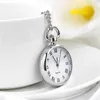 Pocket Watches Fashion Quartz Round Watch Dial Vintage Halsband Silverkedja Pendant Antik stil Stylish Pretty Gift