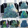 Blankets Peacock And Vintage Botanical Flannel Fleece Blanket Ultra Soft Cozy Warm Throw Lightweight Microfleece For Home