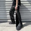 Men's Pants Casual Black Loose Straight Zipper Design Trend Personality Hiphop Wide-leg Trousers Four Seasons Streetwear Thin