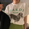 女性用Tシャツエレガントな夏のTシャツ女性Oネック半袖トップティールーズヴィンテージ韓国ダックスドットレタープリント230202