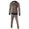 Tute da uomo di alta qualità 2023 primavera autunno abito da uomo moda stampa leopardata in pile abbigliamento uomo patchwork cerniera cardigan Harem