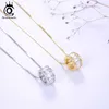 Pendant Necklaces ORSA JEWELS Trendy Round Real 925 Sterling Sliver Neck Chain for Women Jewelry Engagement Gift OSN178 230202