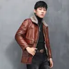 Veste de fourrure en cuir véritable manteau de fourrure de vison hommes vêtements d'hiver épais hauts chauds vêtements d'extérieur coupe-vent imperméable grande taille marron noir