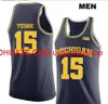 Anpassade män ungdomskvinnor vintage Michigan Wolverines Jon Teske #15 baskettröja storlek S-4XL 5XL eller anpassad något namn eller nummer tröja
