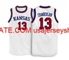 Homens para jovens personalizados Vintage #13 Wilt Chamberlain Kansas Jay Ku Jersey Size S-4xl 5xl ou personalizado qualquer nome ou n￺mero Jersey