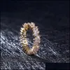 Band Rings Fashion Gold Zircon Simple High Quality Finger Ring Wedding For Women Jewelry Party Gifts Wholesale Drop Delivery Ot1Yg