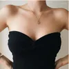 Kvinnors tankar Kvinnor Stickade Tubs Tops Summer Basic Backless Off Shoulder Crop Top Strapless Corset Bustier Casual Party Streetwear