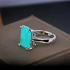 Solitaire Ring 2022 NEW Luxury Rings for Women Paraiba Tourmaline S925 Sterling Silver Radiant Cut Finger Engagement Wedding Gift Fine Jewelry Y2302