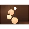 Lâmpadas pendentes loft simples leite branco bola de vidro luz led e27 moderna lâmpada suspensa com 6 tamanhos para sala de estar quarto saguão el shop dhkyj