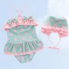 One Pieces 2-5 Jahre Baby Mädchen Einteiliger Badeanzug Dot Sling Bow Rüschen Bikini Bademode Hut Badeanzüge Säugling Kinder Badeanzug Strandkleidung