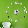 Relógios de parede 2023 quartzo relógios de moda real adesivo de espelho apressado DIY DIY Design Decor Relogio Parede