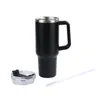 40oz Stainless Steel tumbler with Handle and Straw Lid Large Capacity Double Wall Vacuum Travel Sports Water Bottle Beer Mug