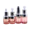 Storage Bottles 20ml 30ml Pink Glass Essential Oil Bottle Dropper Pipette Silver Lid White Top Comestic Packaging Refillable Container