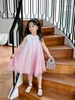 Sommer Kinder Mädchen Spitzenkleider Kinder rosa Prinzessin Kleid Baby Mädchen Pailletten Hochzeitskleid Partykleidung7877609