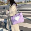 Kvällspåsar xiuya harajuku kawaii axel kvinnor japanska söta hjärtlolita tote damer handväskor stora shoppare med blixtlås 230203
