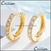 Oreille Cuff Trendy Cubique Zircone Cristal Petites Boucles D'oreilles Rondes Pour Femmes Or Et Sier Plaqué Strass Clip Boucle D'oreille Sans Piercing Othrj