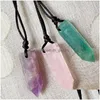 Collane con ciondolo Big Pendum Pietra naturale Amet Collana di cristallo di quarzo rosa Healing Ametista Fluorite Lapis Ossidiana Corda C Dhgarden Dhlcr