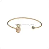 Bracciale Donna Ragazza Bowknot Ananas Vintage Colore oro Chic Bello brillante Strass Bracciali Braccialetti Regali Gioielli regolabili Chi Otnwa