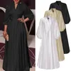 Plus Size Dresses Satin Slik Dress 2023 VONDA Sexy V Neck Long Sleeve Solid Bohemian Vestidos Loose Beach Sundress 5XL Oversize