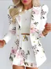 Two Piece Dress LGRQ summer fashion women clothes full sleeves blazer printed single breasted jacket and mini skirt set WW005H 230202