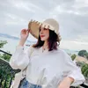 Wide Brim Hats 2023 Spring And Summer Knitted Wool Hat Sunshade Sunscreen Breathable Net Red Empty Top Fisherman Beach Women