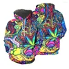 Hoodies masculinos Cosmos hippie colorido com moleto