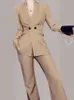 Pantaloni da donna a due pezzi Moda coreana Donna da lavoro giacca formale doppio petto giacca e set lungo 2 pezzi Capispalla femminile Abiti 230202