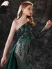 Superbes robes de soirée vert foncé avec jupe détachable une épaule perles paillettes appliques longue occasion robes de soirée femmes robes de bal sur mesure BC15038