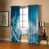 Cortina personalizada de cualquier tamaño, cortinas azules Po, ondas, ventana opaca de lujo 3D para sala de estar y dormitorio