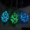 Pendant Necklaces Glow In The Dark Locket Hollow Glowing Stone Luminous Statement Chocker Pendants Necklace Drop Delivery Jewelry Dhktg