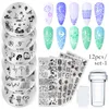 Nail Art Kits Sjablonen Stempelplaats Sets Ontwerp Bloem Dierglas Temperatuur Lace Stamp Platen Afbeelding met schraper