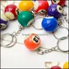 Schlüsselringe 16 teile/los Großhandel Pool Billard Snooker Ball Kette Mini Billard Ring Schiff C3 Drop Lieferung Schmuck Dhgm2