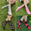 Women Socks FINETOO 2Pairs/Lot Cotton Japanese Creative Funny Fruit Strawberry Happy Cute Sock Short Tube Cartoon Snacks