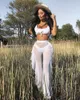 Women's Pants 2023 Sexy Beach Mesh Sheer Bikini Cover Up Swimwear High Waist See Through Transparent Long Pant Trousers