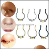 Anelli al naso Borchie Nasi finti Stud Beard Acciaio inossidabile 3 piccole perline Anello Clip nasale Tendenza moda Clip nasale Puntura Gioielli Orna Dhlad