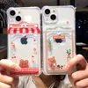Nuovi casi Cute Cartoon Bear Portafoglio Tasca porta carte Custodia per telefono per iPhone 14 Pro Max 13 12 11 X XR XS 7 8 Plus Trasparente antiurto
