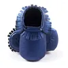 Первые ходьбы Hooyi Baby Boy Shoe Blue Fringe Soft Born Math Randers Дети Мокасин девочки сапоги 0 1 2 года твердые