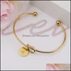 Bangle Stainless Steel Love Knot Letter Bracelet Girl Will You Be My Bridesmaid Jewelry Sier Gold Personality Round Pendant Cha Drop Otclr
