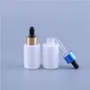 Storage Bottles 500pcs 30ml Flat Shoulder Pearl White Glass Essential Oil Dropper Bottle Drop Vials Cosmetic Containers