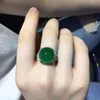 Solitaire Bague Nouveau diamant en argent naturel vert foncé calcédoine ronde bague réglable style rétro exquis dames élégantes bijoux Y2302