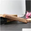 Hårborstar Combs Green Sandalwood Pocket Beard Doublesided Beautifly Carved Craft Fashion Handmade Natural Wood Comb Drop Delivery Dhqdz