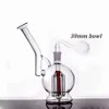 Mini conduites d'eau en verre rondes portables avec bécher de voyage en Pyrex épais de 14 mm femelle Bong Recycler Ash Carcher Dab Rig avec tuyau de brûleur à mazout en verre mâle