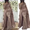 2023 Vestidos de noche Use Dubai Encaje Sirena árabe Mangas largas transparentes Fuera del hombro Apliques de tul Con cuentas Vestidos de fiesta de graduación formales Celebrity Dresse por encargo