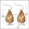 Dangle Lustre Designer Colof Résine À La Main Druzy Boucles D'oreilles En Pierre Naturelle Pour Femmes Plaqué Or Goutte D'eau Forme Oreille De Mariage Je Otxve