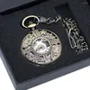 Relógios de bolso moda masculino fob vintage bronze estrela coroa círculo de vento mecânico de vento steampunk watch para presente